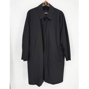Brooks Brothers Trench Overcoat Mens L Wool Car Coat Black Zip Out Liner EUC